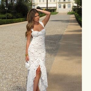 Meshki White Lace Maxi Dress